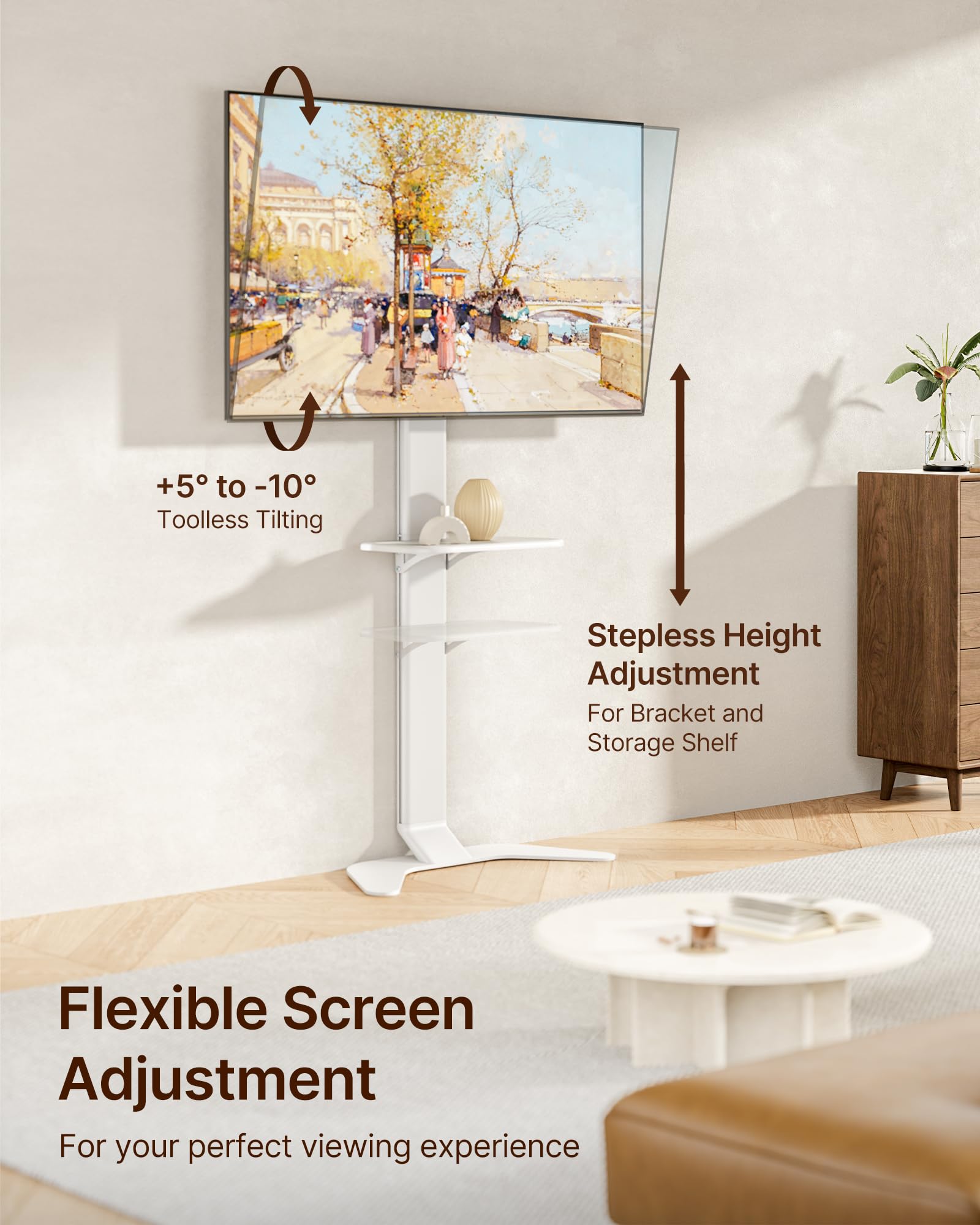ECOTINY Tall Floor TV Stand for 37-86" TVs, Ultra Slim, Black