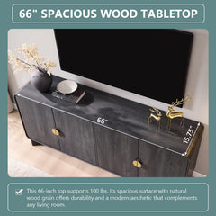 IFGET 70" Modern TV Stand with Storage, Wood Curved TV Console, Natural Oak