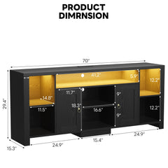 LIKIMIO 70" TV Stand for TVs up to 80", LED Entertainment Center, Black