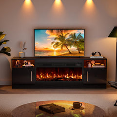VITESSE 70”Fireplace TV Stand,Modern Entertainment Center Heating Fireplace