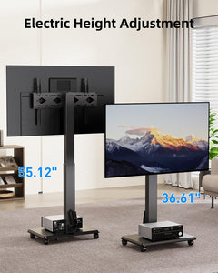 Motorized Rolling TV Stand on Wheels for 32-75 Inch TVs/Screens