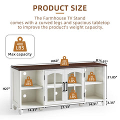 RWYHG Farmhouse TV Stand for 60 in TV, Entertainment Center for Living Room