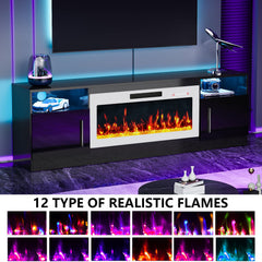 PRETZI Fireplace TV Stand with 36" Fireplace Up to 80" TVs for Living Room
