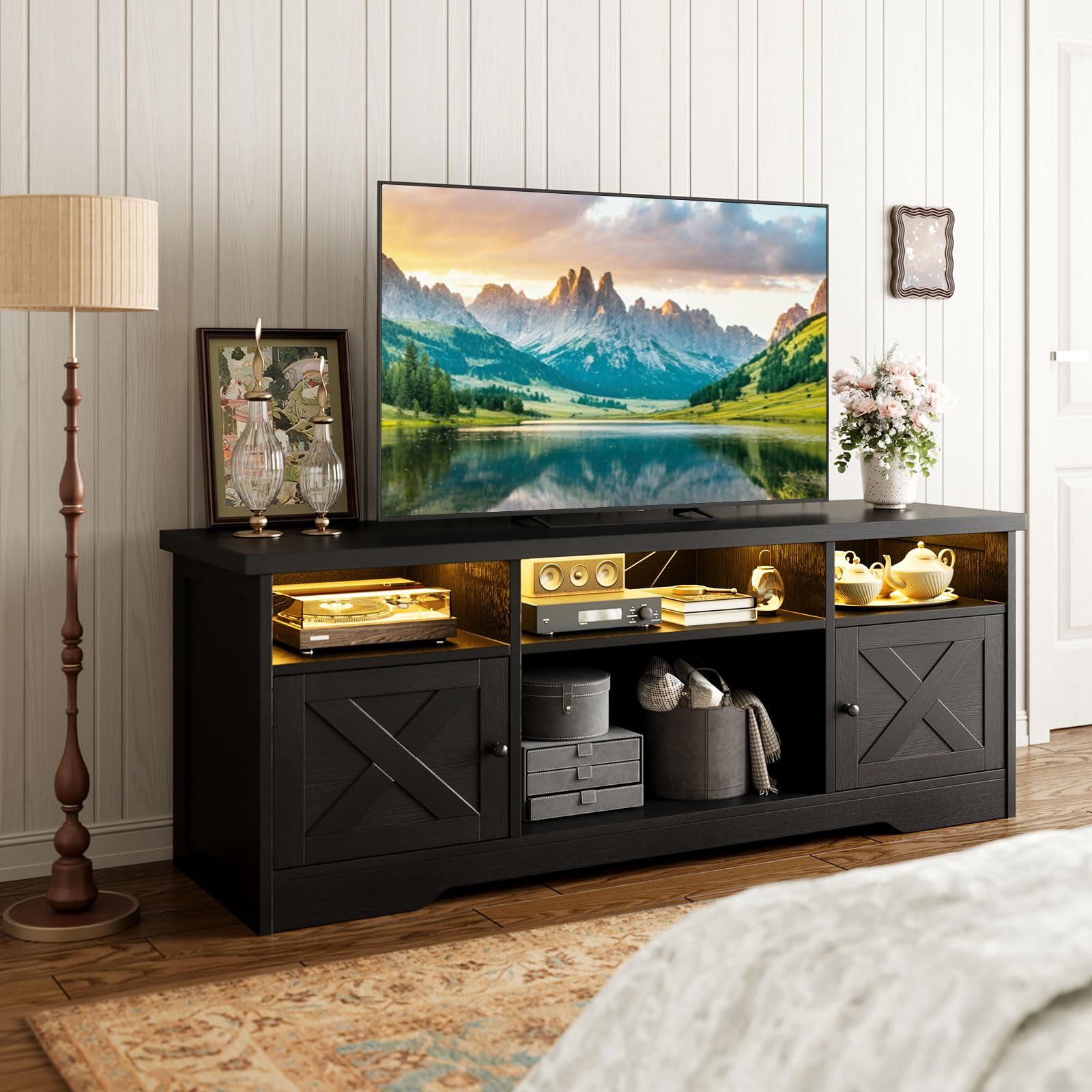 Casaottima TV Stand for 65 Inch TV, Entertainment Center, White