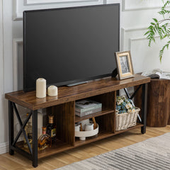 GAZHOME TV Stand for TV up to 55 Inches, TV Cabinet with Open Storage, TV Console Unit with Shelving for Living Room, Entertainment Room, Grey