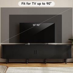ONBRILL 70.8" TV Stand with Power Outlet for TVs up to 75 Inch, Entertainment Center with Storage and Adjustable Shelves, Modern Media Console with Sliding Doors for Living Room, Walnut