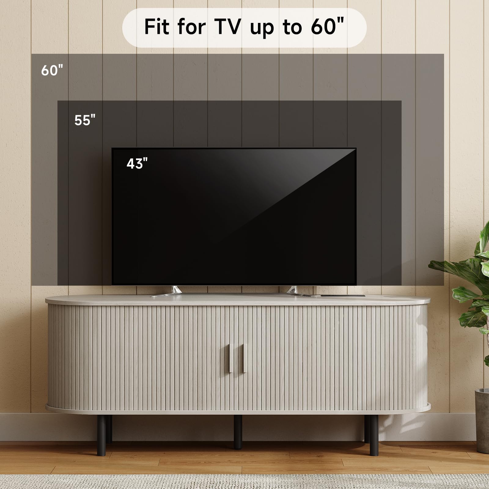 ONBRILL 70.8" TV Stand with Power Outlet for TVs up to 75 Inch, Entertainment Center with Storage and Adjustable Shelves, Modern Media Console with Sliding Doors for Living Room, Walnut
