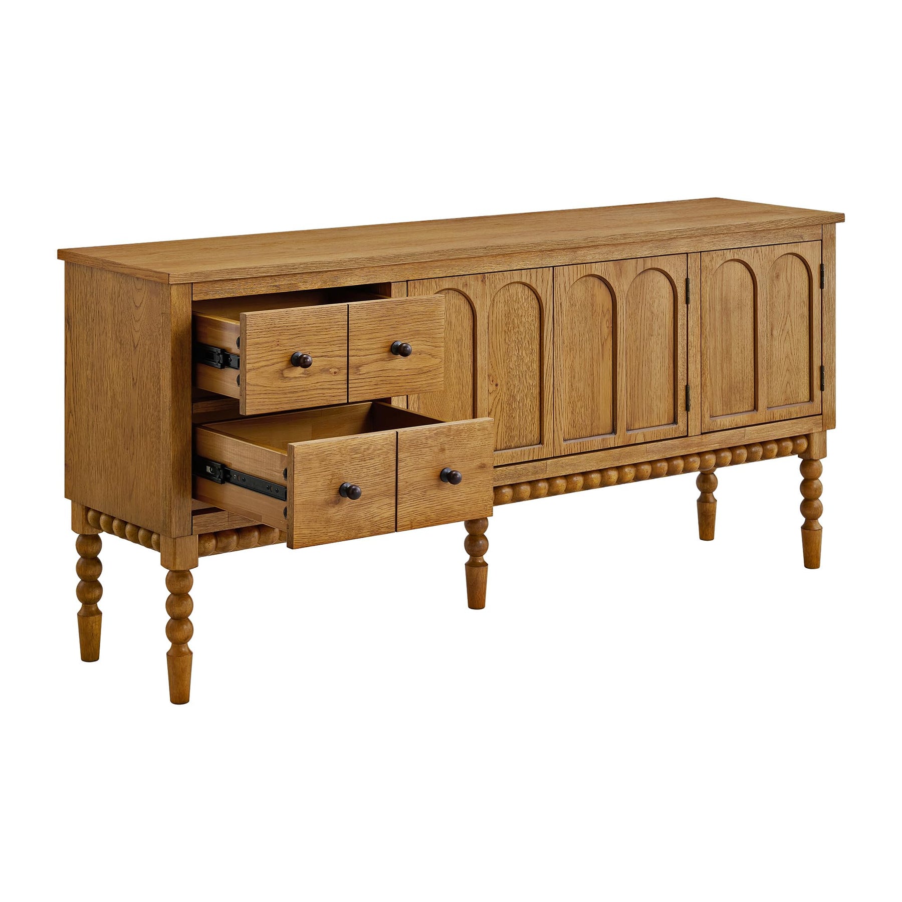 SAND STONE HOME 65" TV Entertainment Console, Buffet Cabinet, Cocoa Brown