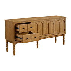 SAND STONE HOME 65" TV Entertainment Console, Buffet Cabinet, Cocoa Brown