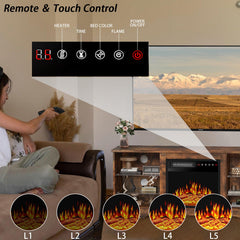 PRETZI Fireplace TV Stand with 36" Fireplace Up to 80" TVs for Living Room