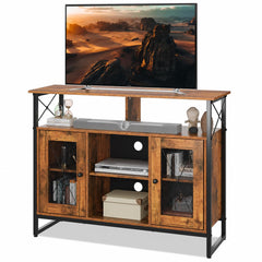 WLIVE TV Stand 55 inch TV, Tall Entertainment Center with Storage, Farmhouse Industrial TV Console for Bedroom Living Room, Rustic Brown