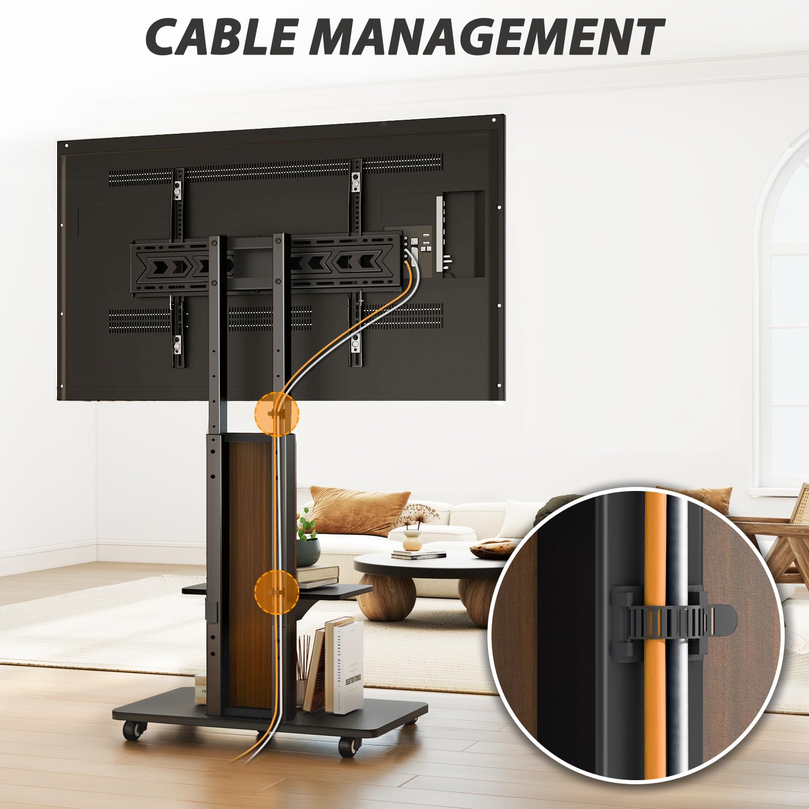 TVON Heavy Duty Rolling TV Stand for 55-100 inch Large Screens