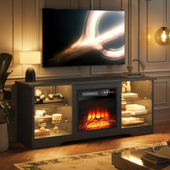 VITESSE 70”Fireplace TV Stand,Modern Entertainment Center Heating Fireplace
