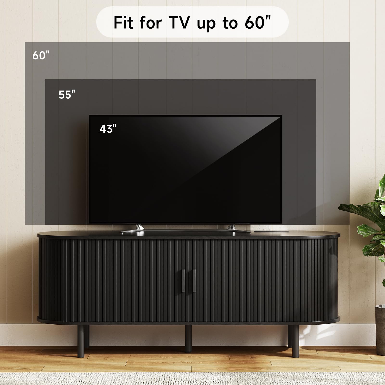 ONBRILL 70.8" TV Stand with Power Outlet for TVs up to 75 Inch, Entertainment Center with Storage and Adjustable Shelves, Modern Media Console with Sliding Doors for Living Room, Walnut