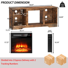 PRETZI Fireplace TV Stand with 36" Fireplace Up to 80" TVs for Living Room