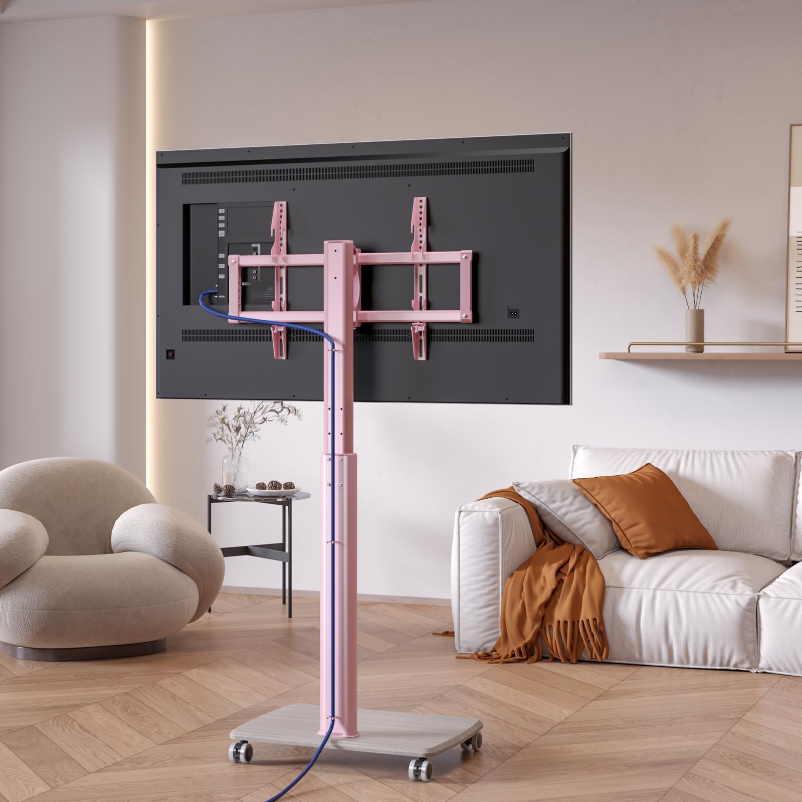 Vermars Black Rolling TV Stand for 32 to 55 65 75 85 Inch TVs, Corner TV Floor Stand with Mount, Universal Portable Mobile TV Cart on Wheels, Small TV Stand for Bedroom, Living Room