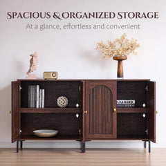 IFBUY 92.63" W Mid Century Modern TV Stands for Living Room, Brown