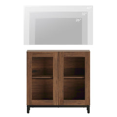 WAMPAT Modern TV Stand with Glass Doors for 80-120 inch TVs, 4 in 1 Entertainment Center Console with 4 Drawers and Metal Base for Living Room, Bedroom, Brown