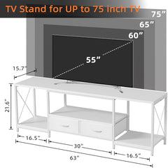 GYIIYUO TV Stand with Fabric Drawer - Entertainment Center and Industrial TV Console Table with Open Storage Shelves for Living Room, Bedroom - 55.1" Rustic Brown