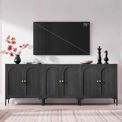 IFBUY 92.63" W Mid Century Modern TV Stands for Living Room, Brown