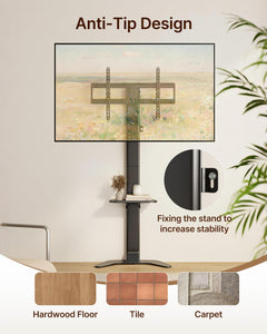 ECOTINY Tall Floor TV Stand for 37-86" TVs, Ultra Slim, Black