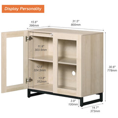WAMPAT Modern TV Stand with Glass Doors for 80-120 inch TVs, 4 in 1 Entertainment Center Console with 4 Drawers and Metal Base for Living Room, Bedroom, Brown