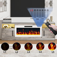 PRETZI Fireplace TV Stand with 36" Fireplace Up to 80" TVs for Living Room