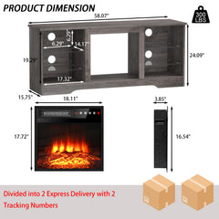 PRETZI Fireplace TV Stand with 36" Fireplace Up to 80" TVs for Living Room