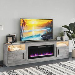 PRETZI Fireplace TV Stand with 36" Fireplace Up to 80" TVs for Living Room