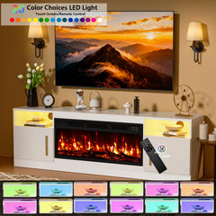 PRETZI Fireplace TV Stand with 36" Fireplace Up to 80" TVs for Living Room