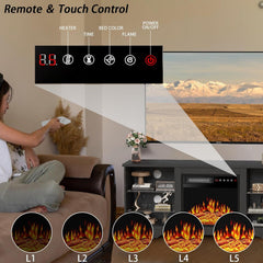 PRETZI Fireplace TV Stand with 36" Fireplace Up to 80" TVs for Living Room