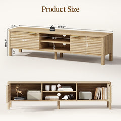 TV Stand for Living Room up to 65 Inch TVs Entertainment Center Oak 59"