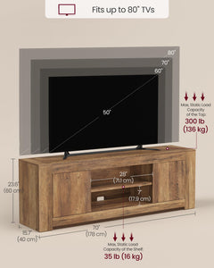 VASAGLE TV Stand, Farmhouse Entertainment Center with Storage Cabinets