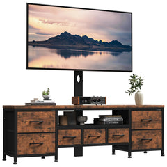 DrawXynth TV Stand with Mount for 45/55/65/75 inch TVs, 51.2" Dresser TV Stand Entertainment Center with 7 Fabric Drawers, Open Storage Shelves, Media Console for Living Room