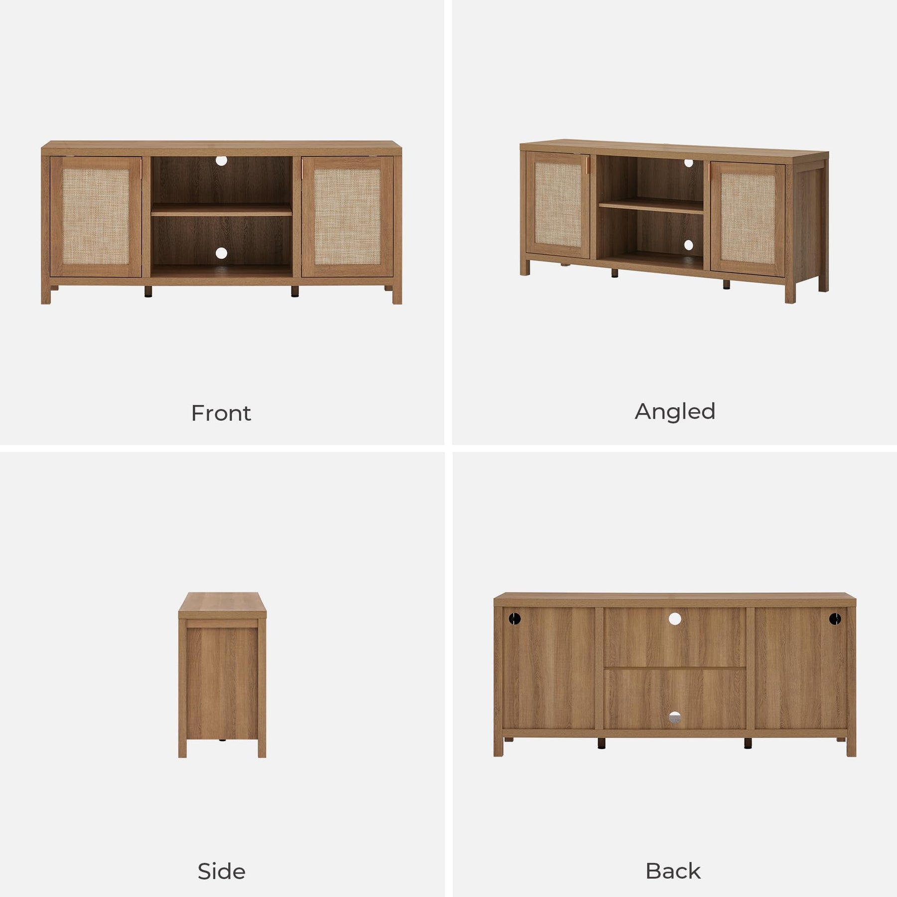 SICOTAS TV Stands for Living Room 59" Rattan TV Console with Storage