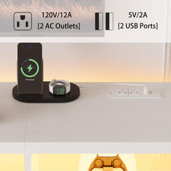 NinPeen 63" W TV Stand with Mount,LED & Charging Station for 55,65,75" TV