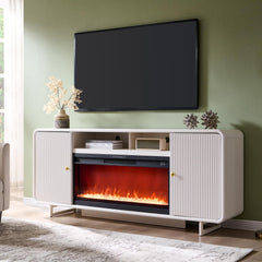 IFGET 70" Modern TV Stand with Storage, Wood Curved TV Console, Natural Oak