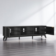 OKD 70" Mid Century Modern Fluted TV Stand w/ 2 Soft Close Door,Natural Oak