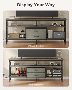 Lazzanto 63in TV Stand for 55-75in TVs, LED Lights, Charging Station, Black