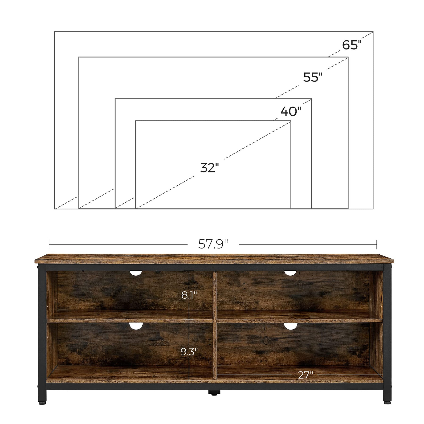 VASAGLE TV Stand, Farmhouse Entertainment Center with Storage Cabinets