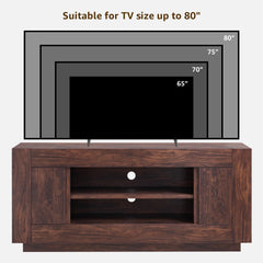 OKD 70" TV Stand for 80" TV, Thick Block Media Console, Antique White