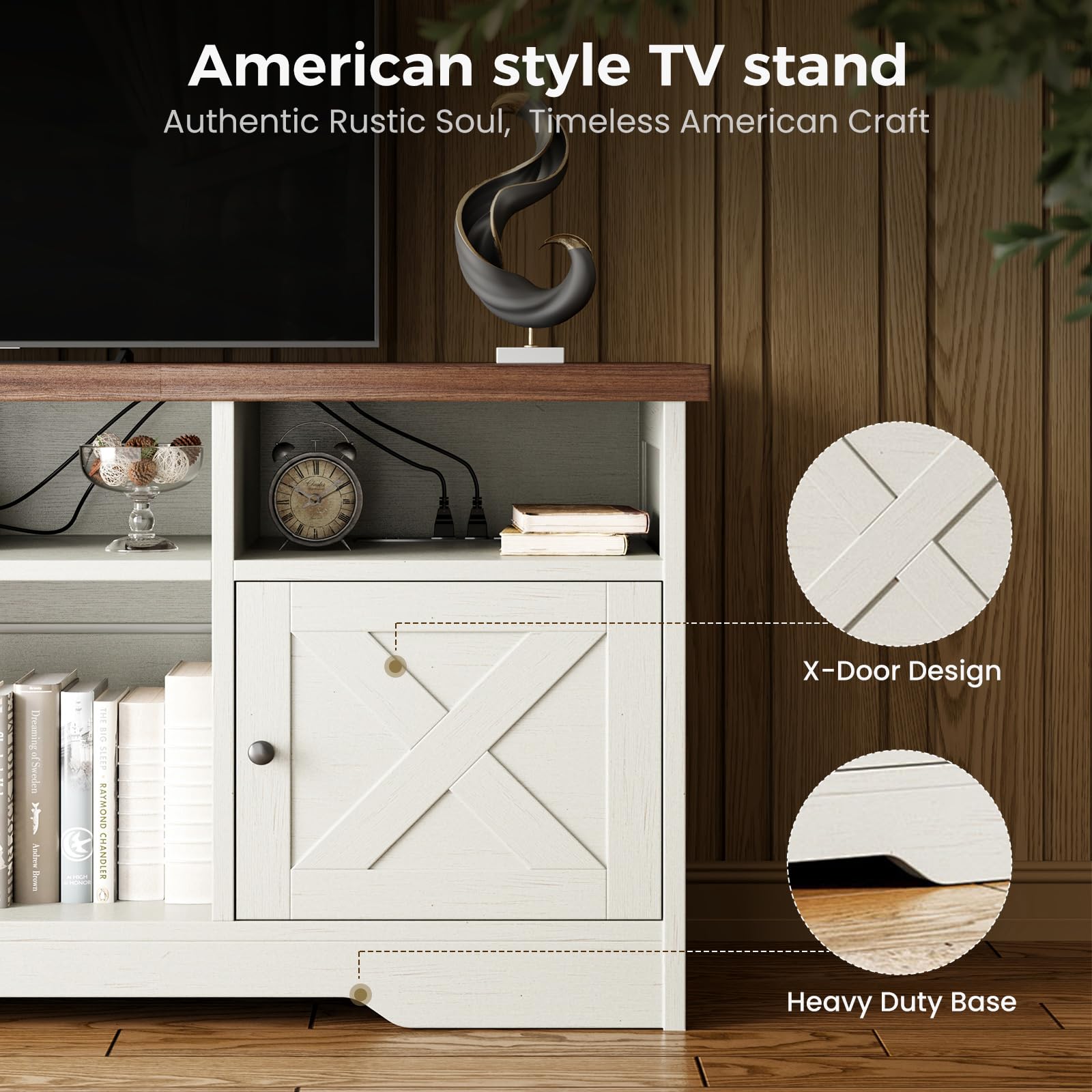 Casaottima TV Stand for 65 Inch TV, Entertainment Center, White