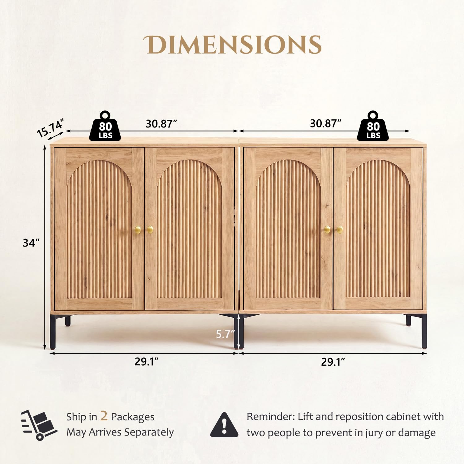 IFBUY 92.63" W Mid Century Modern TV Stands for Living Room, Brown