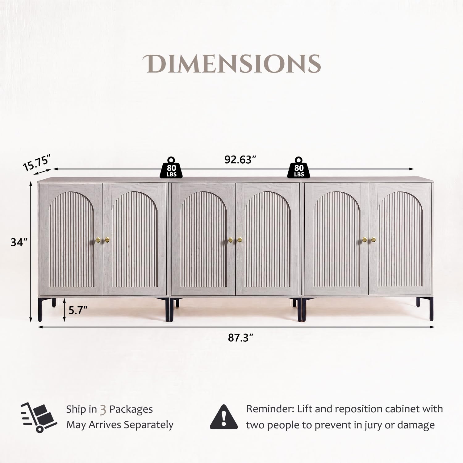 IFBUY 92.63" W Mid Century Modern TV Stands for Living Room, Brown
