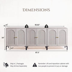 IFBUY 92.63" W Mid Century Modern TV Stands for Living Room, Brown