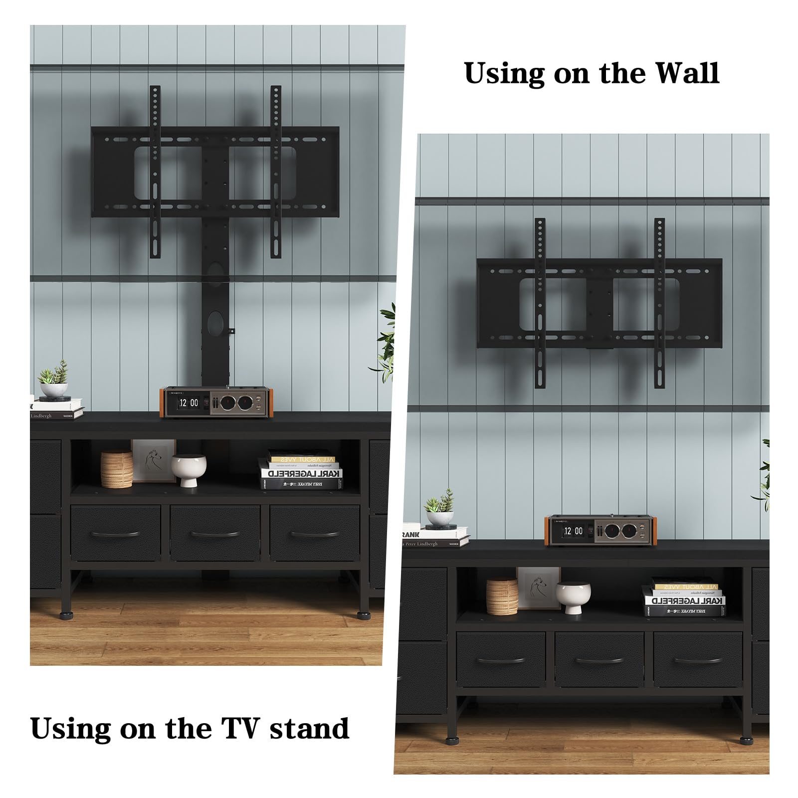 DrawXynth TV Stand with Mount for 45/55/65/75 inch TVs, 51.2" Dresser TV Stand Entertainment Center with 7 Fabric Drawers, Open Storage Shelves, Media Console for Living Room