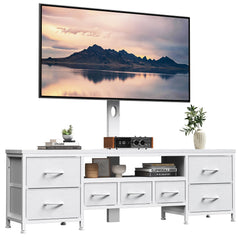 DrawXynth TV Stand with Mount for 45/55/65/75 inch TVs, 51.2" Dresser TV Stand Entertainment Center with 7 Fabric Drawers, Open Storage Shelves, Media Console for Living Room