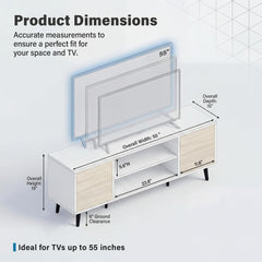 YESHOMY Mid-Century Modern TV Stand, 58 Inch, Light Grey