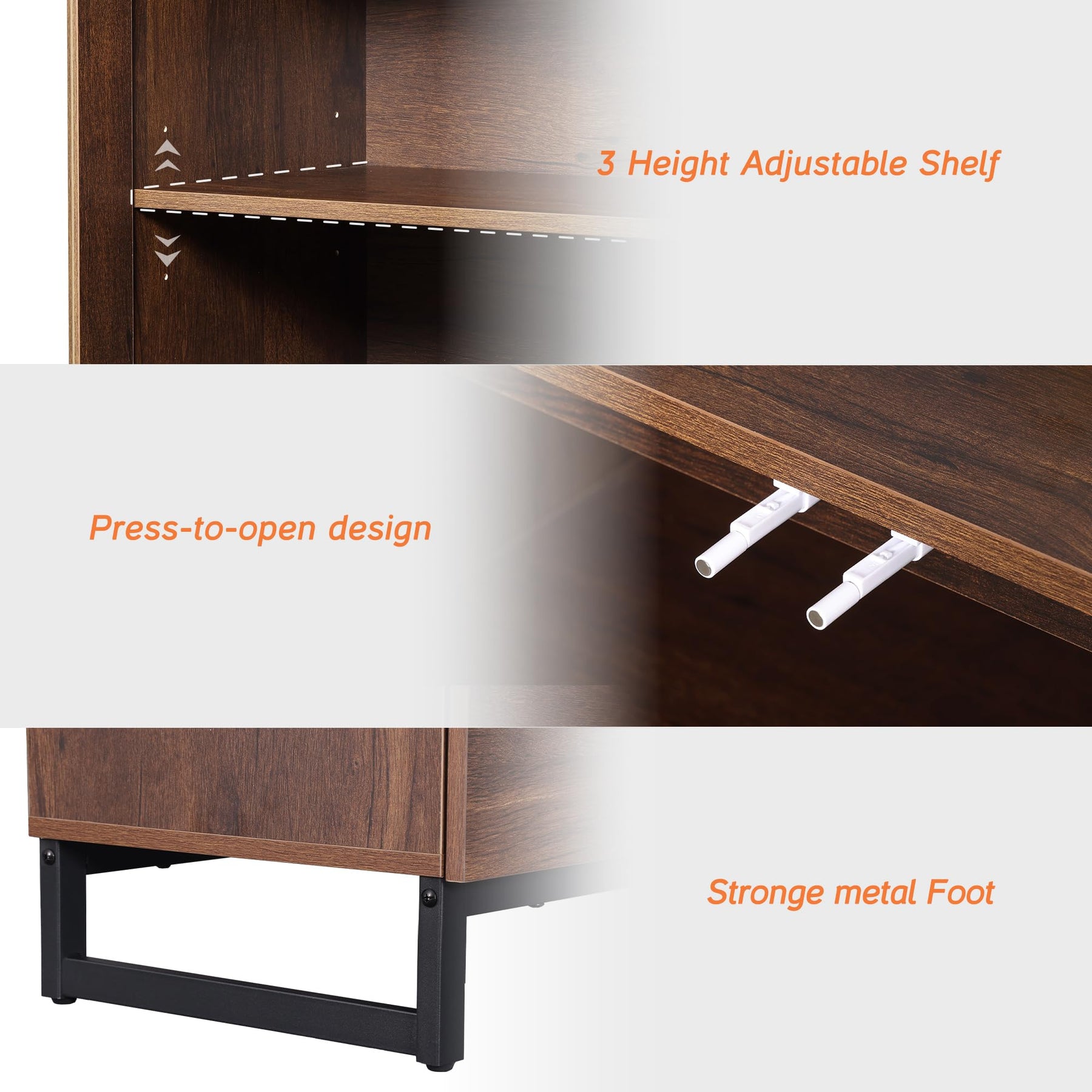 WAMPAT Modern TV Stand with Glass Doors for 80-120 inch TVs, 4 in 1 Entertainment Center Console with 4 Drawers and Metal Base for Living Room, Bedroom, Brown