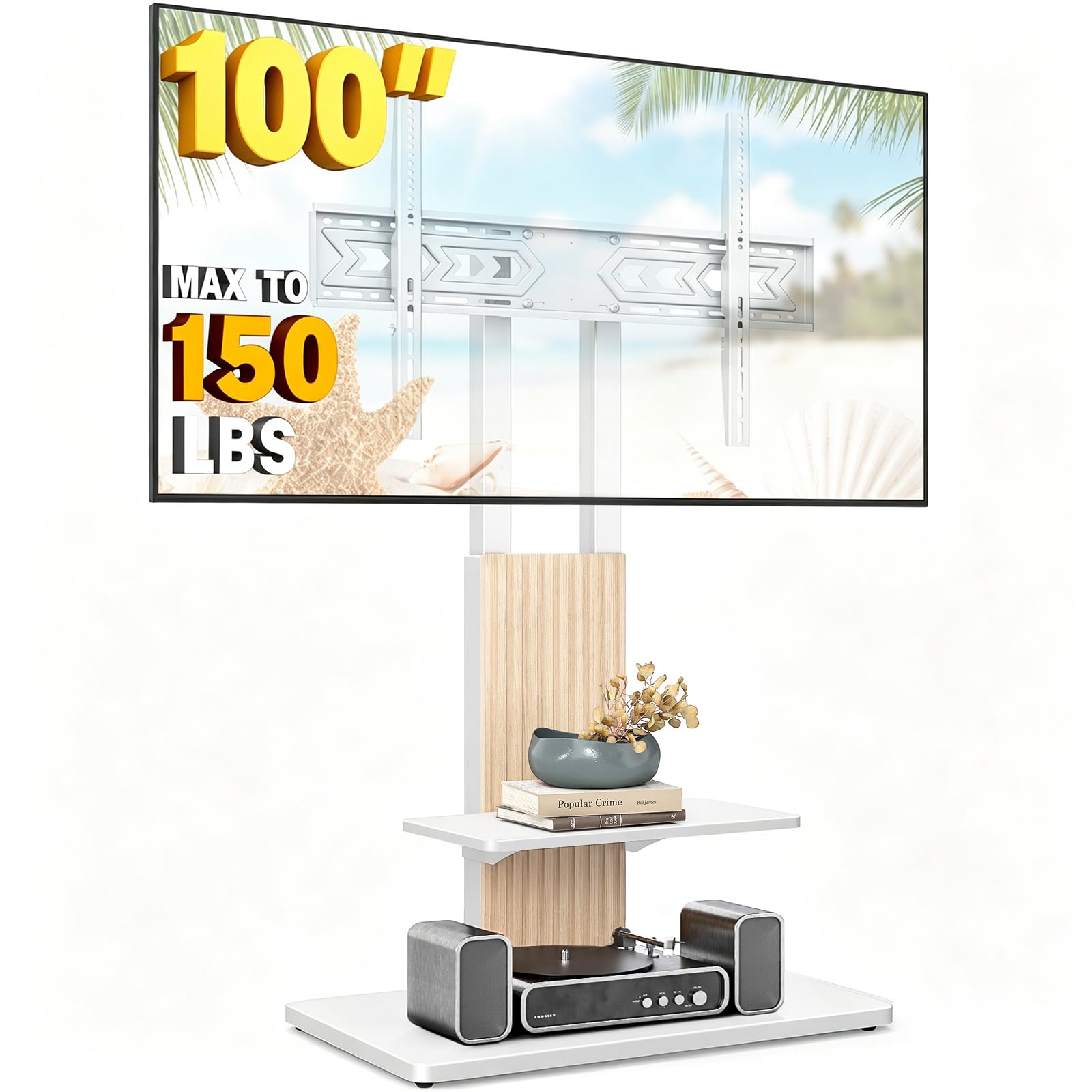 TVON Heavy Duty Rolling TV Stand for 55-100 inch Large Screens
